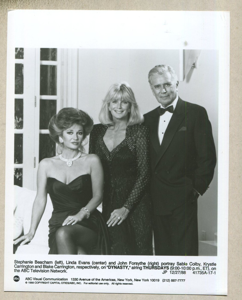 John Forsythe, Linda Evans, Stephanie Beacham: TV 'Dynasty' 1988 Press Photo P2C