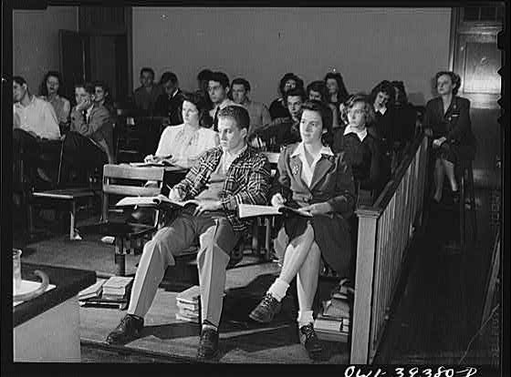 Washington, D.C. A chemistry class at Woodrow Wilson High School watching a