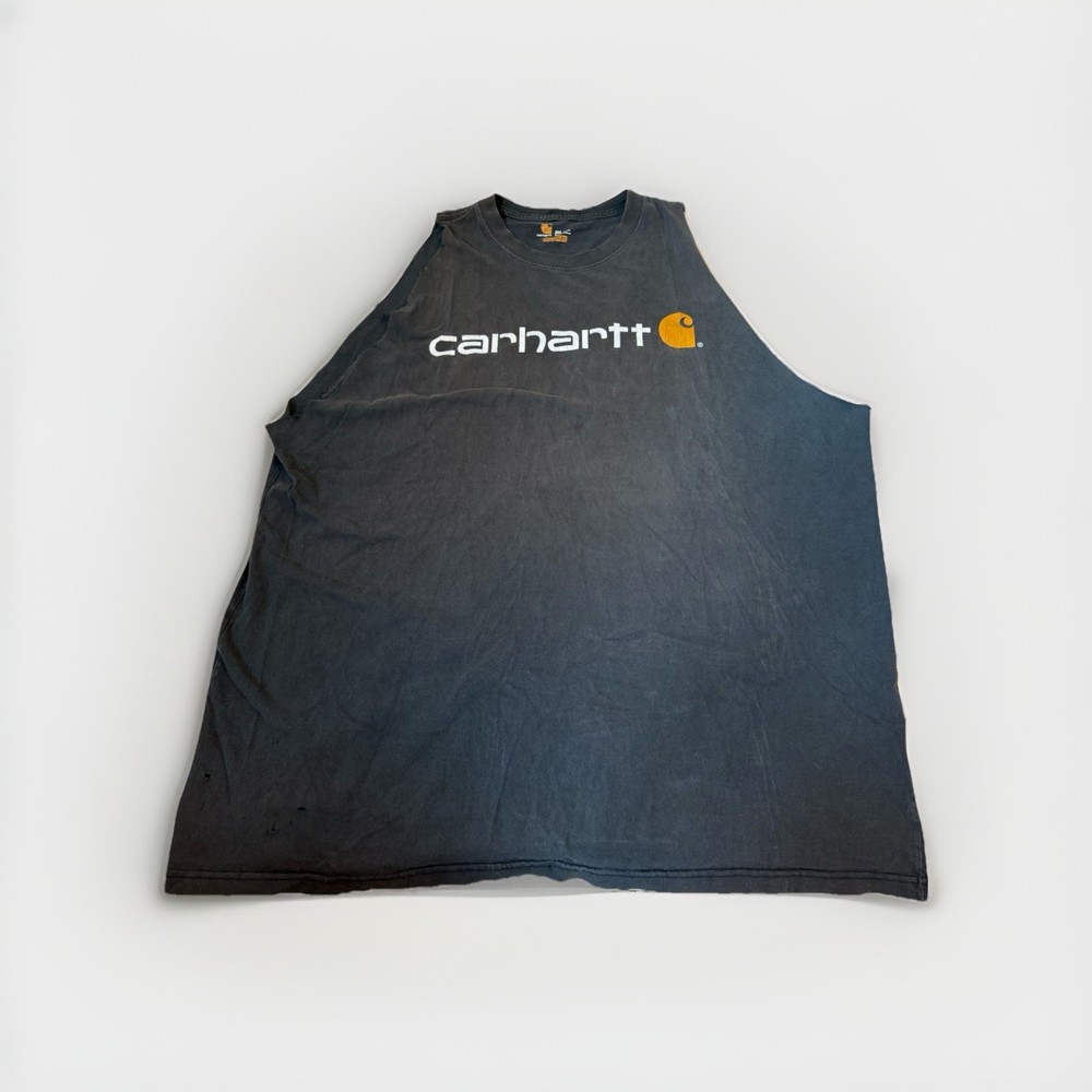 Carhartt Graphic Sleeveless T Shirt Men 2XL Tall Black Distressed