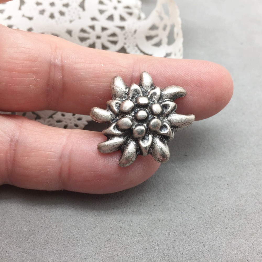 Edleweiss Alpine Flower Pin Silver 1