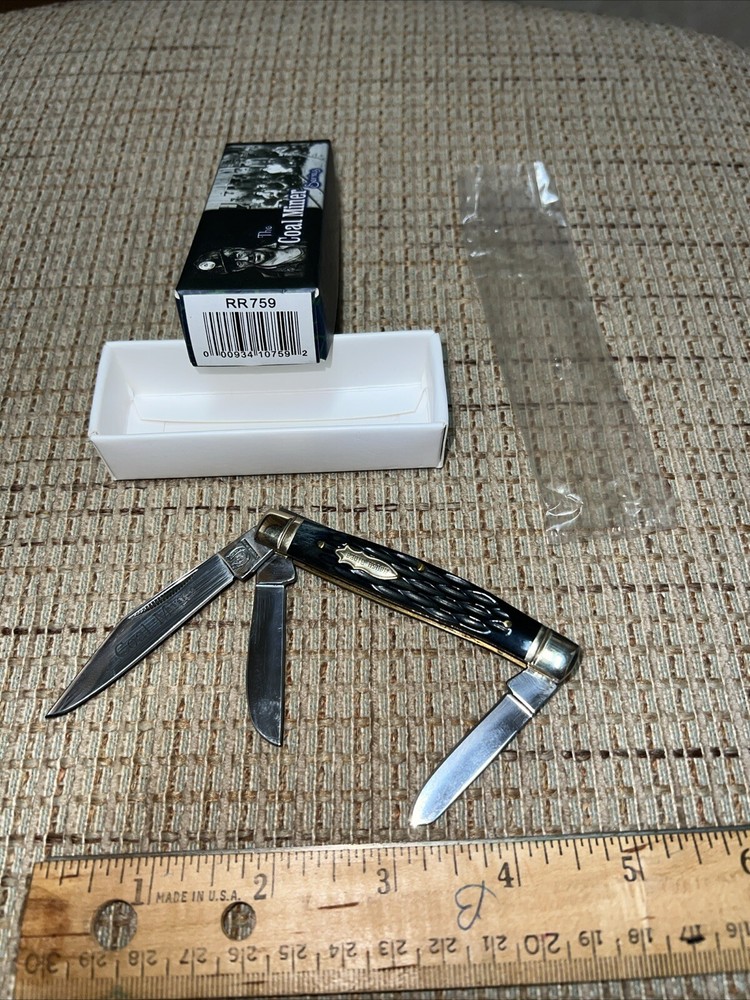 Coal Miner Rough Rider Knife Stockman RR759 Black Bone Handle - NEW w box