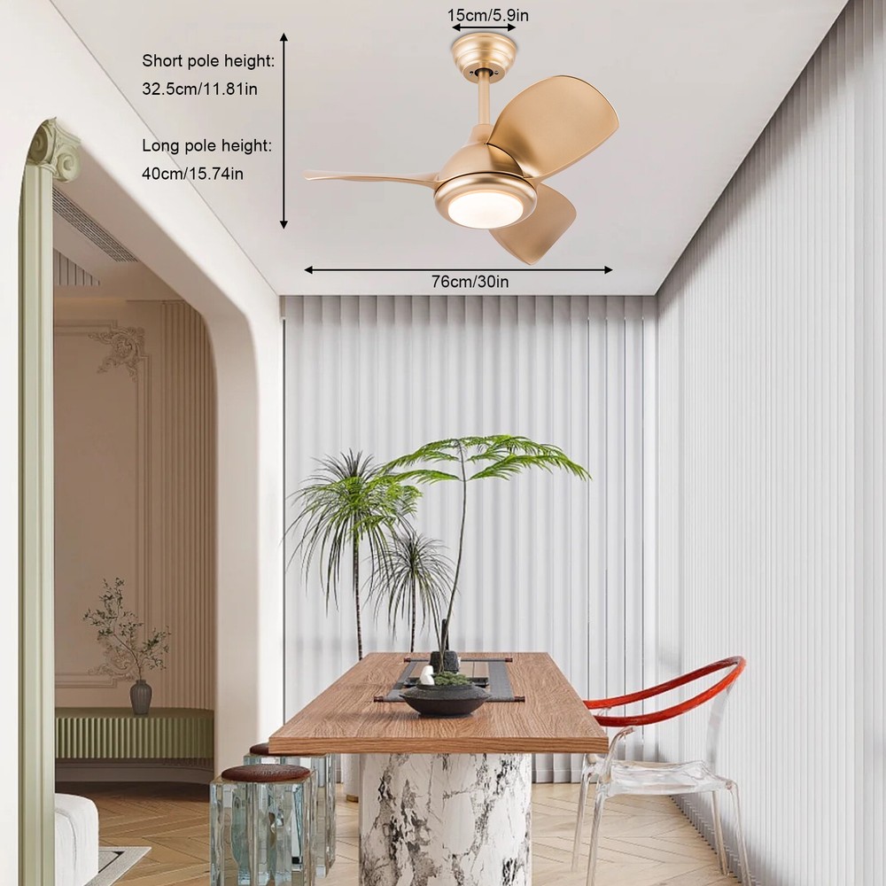 30-Inch Modern Ceiling Fan with LED Light and Remote Control Chandelier Style