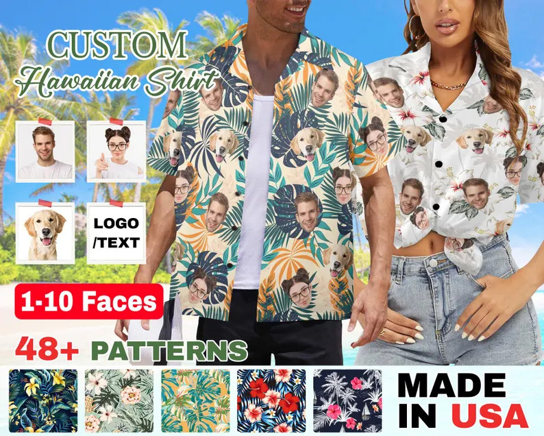 Custom Face Hawaiian Shirt Personalized Photo Funny Aloha Summer Gift