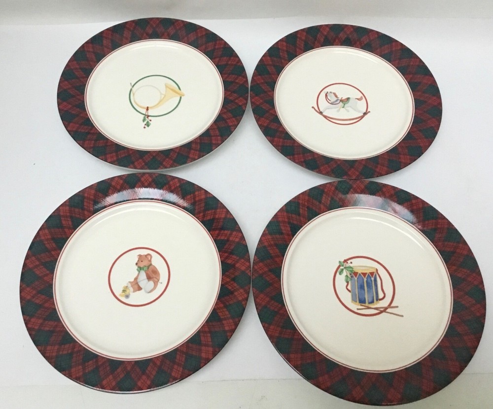 4 Arita/Sasaki Tartan Plaid Accent Salad Plates Christmas-image