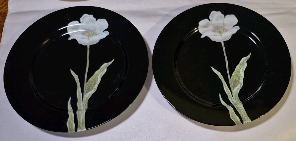 2. Vintage Fitz And Floyd MIDNIGHT POPPY Dinner Plates 10 3/8