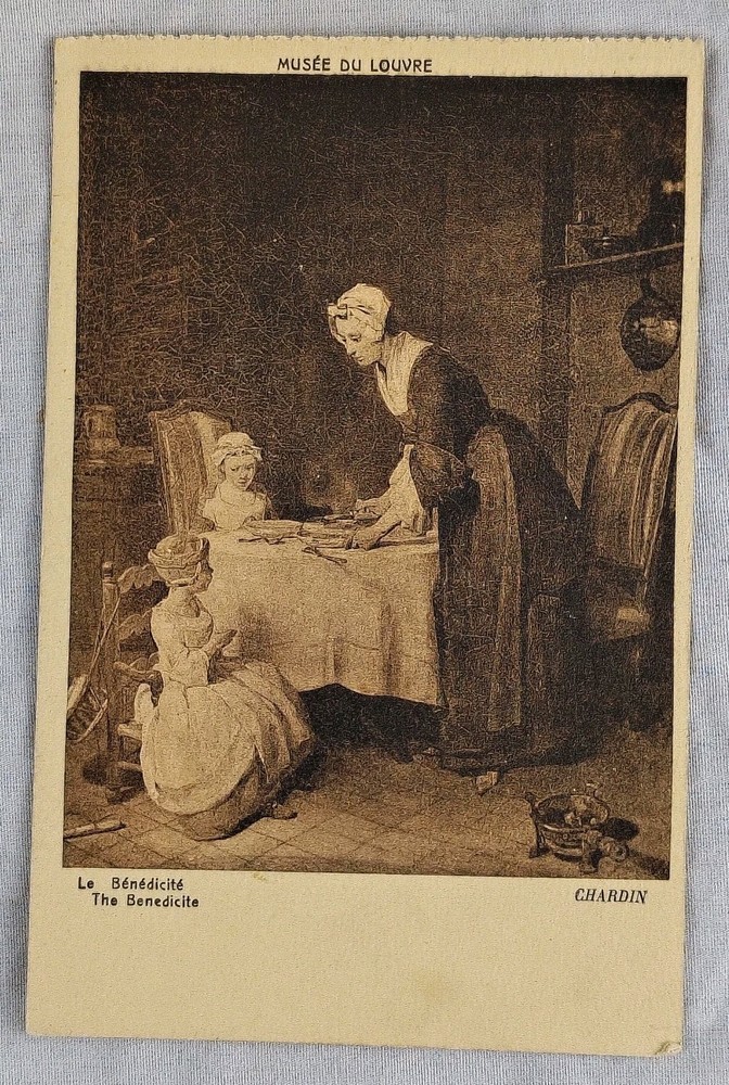 Musee Du Louvre Chardin Le Benedicite Antique Art Postcard