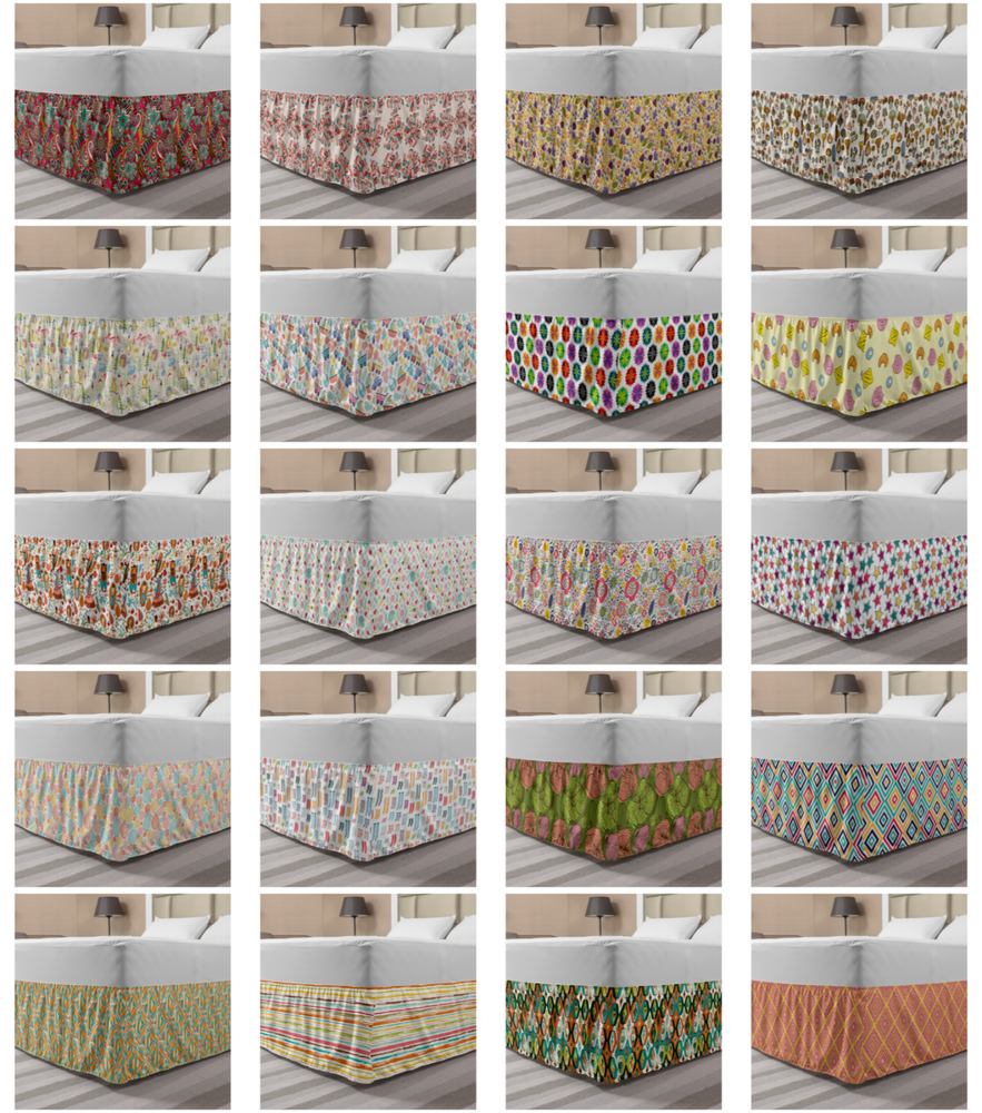 Ambesonne Earth Tones Bedskirt Elastic Wrap Around Skirt Gathered Design
