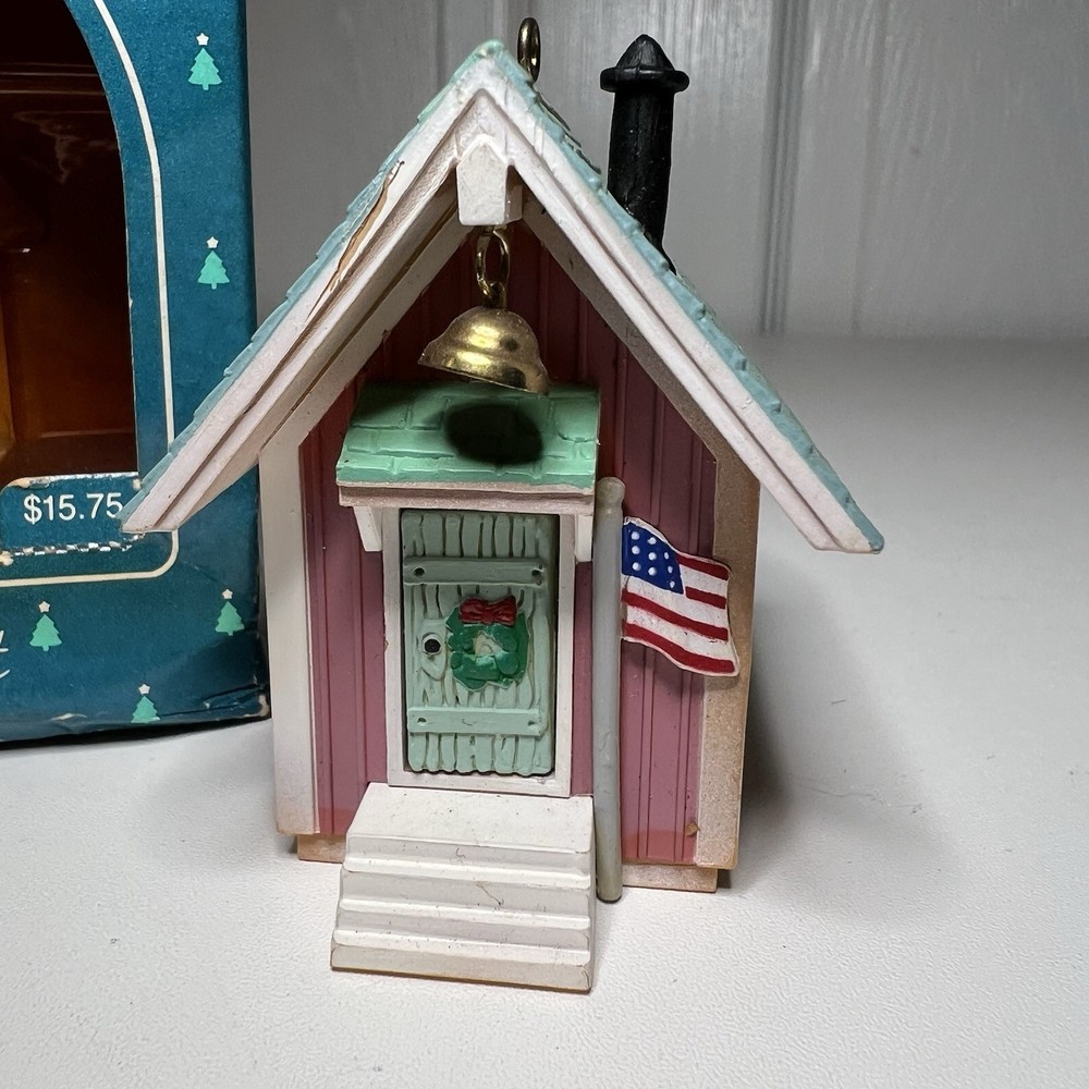 Vintage Hallmark 1985 Little Red Schoolhouse Holiday Magic Lighted Ornament 2.5
