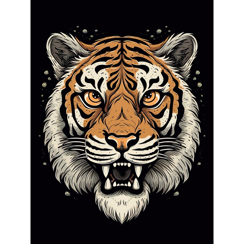 Old School USA Tattoo Tiger Head Rockabilly 50s Huge Wall Art Poster Print Giant