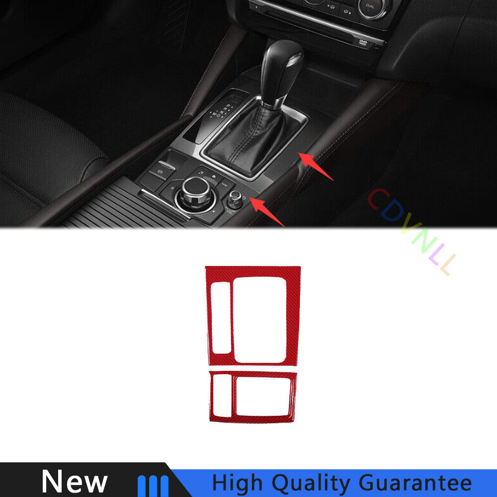 For Mazda 6 Atenza 17-2019 Red Carbon Fiber Middle Console Gear Shift Frame Trim