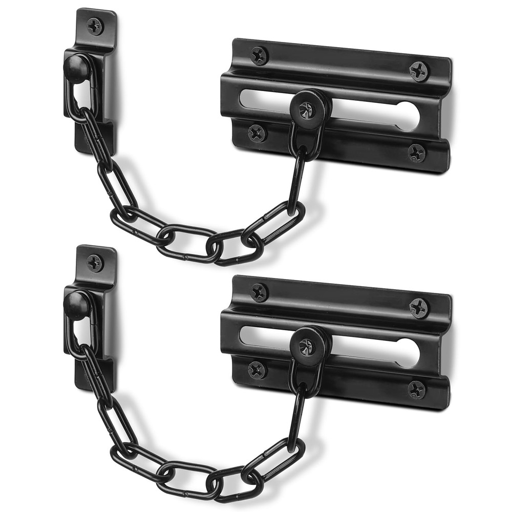 2 Pack Black Security Door Chain Lock for Inside Doors - Premium & Durable  