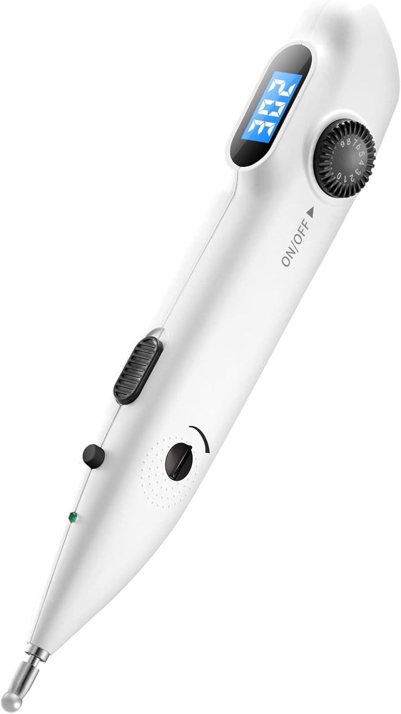 Rechargeable Electronic Acupuncture Pen with 2 Massage Heads for Automatic Pain Relief