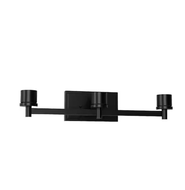 YANSUN 3‑Light Black Vanity Light Modern Bathroom Fixture No Shades Included