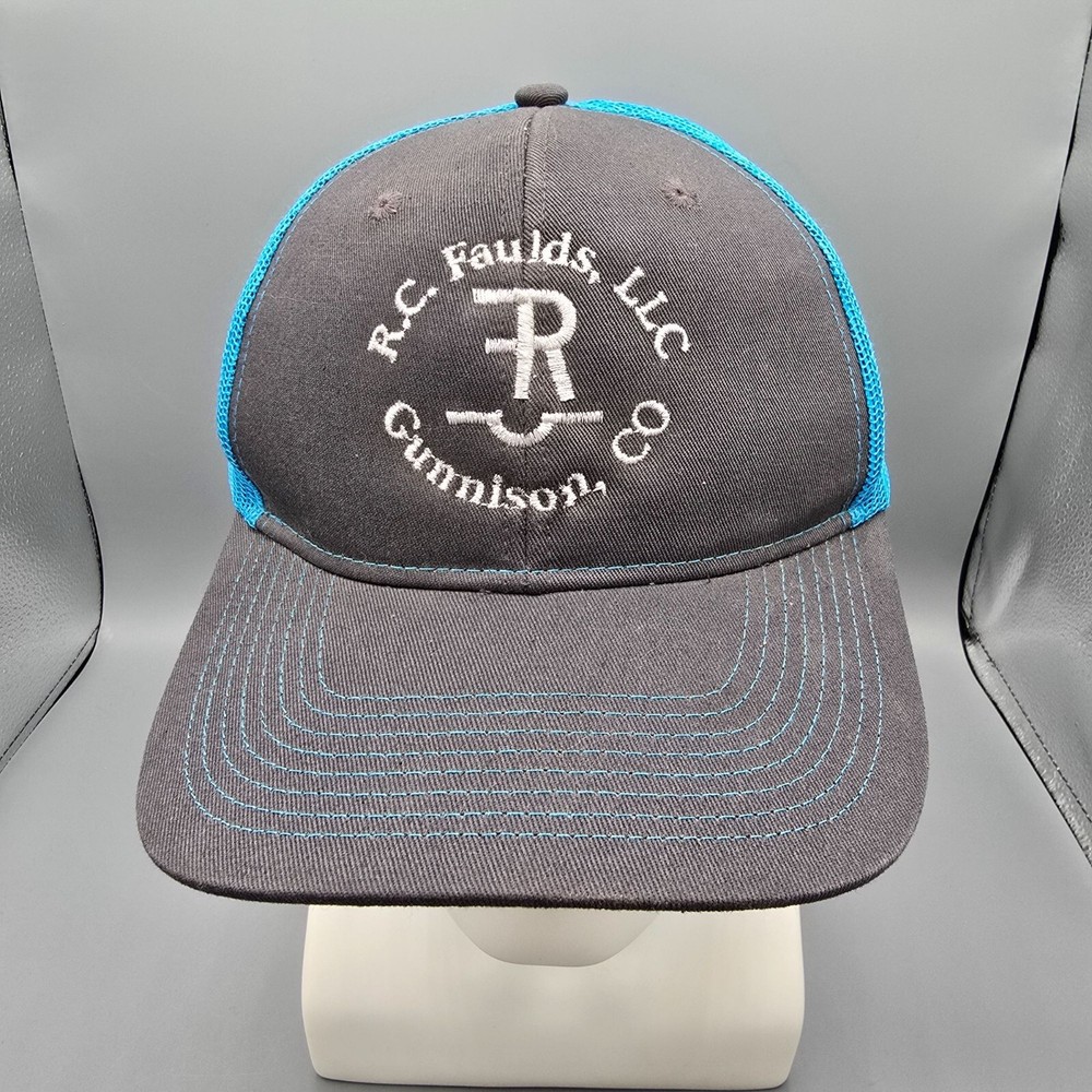 R.C. Faulds, LLC Gunnison Colorado Saddlery Blue & Gray Snapback Trucker Hat
