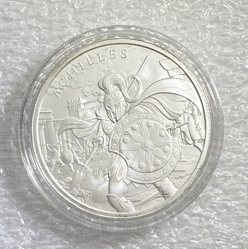 1 Troy oz Achilles Design .999 Fine Silver Round w/capsule-image
