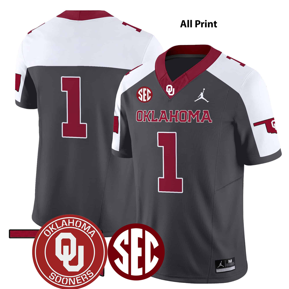 Oklahoma Sooners 2024 SEC #1 Team Football Jersey with All Print Options