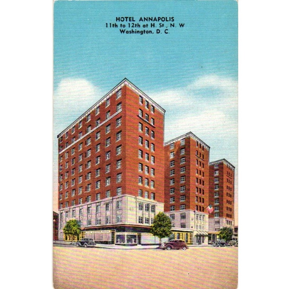 Vintage Hotel Annapolis Washington DC Postcard Linen EC Kropp Co Unposted 1940s
