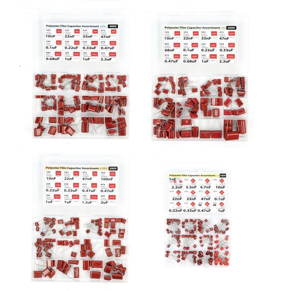 Metalized Film Capacitor Assortment Kit 415pcs 100V-630V 4 Values