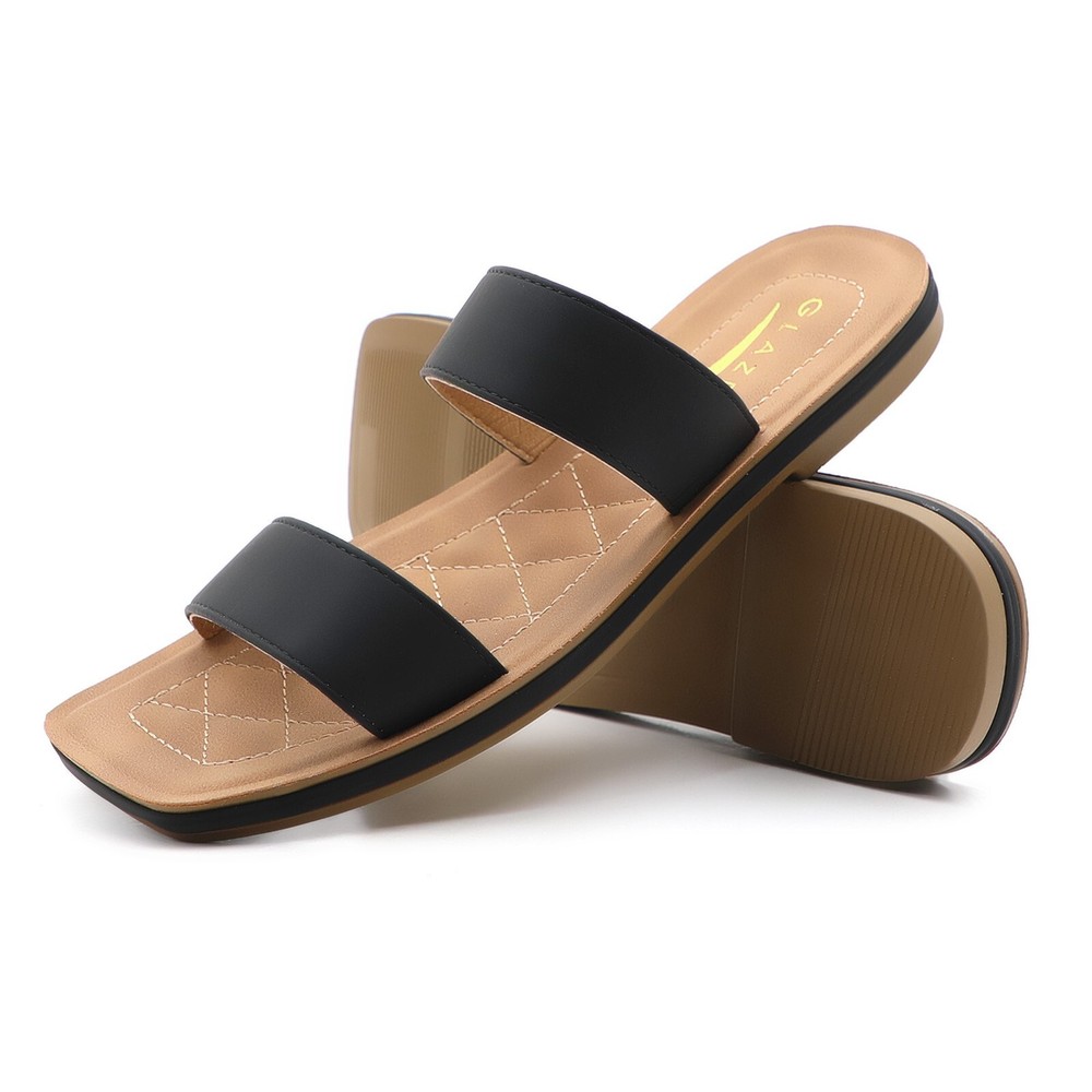 Women's Casual Double Strap Slide Sandals Summer Flat Comfortable Glaze