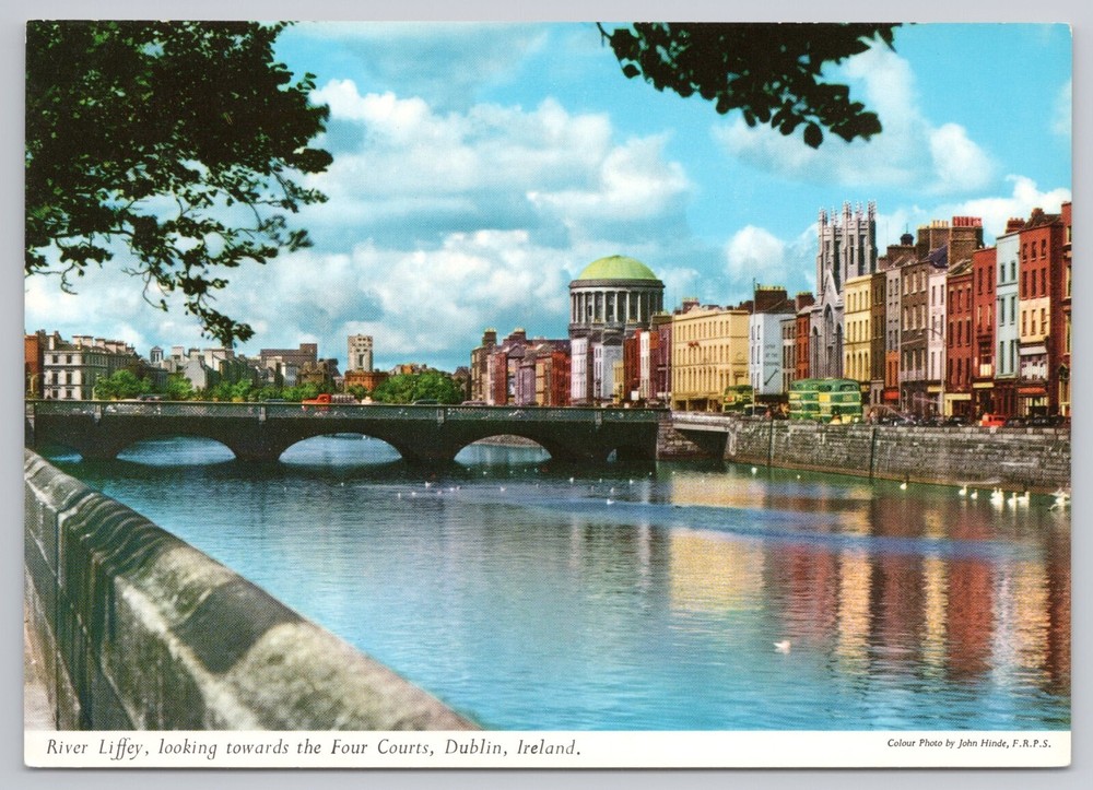 Postcard River Liffey Looking towards the Four Courts Dublin Ireland