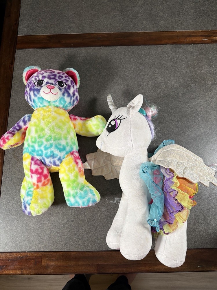 Build A Bear Rainbow Teddy Bear & Unicorn Plush My Little Pony Music Box