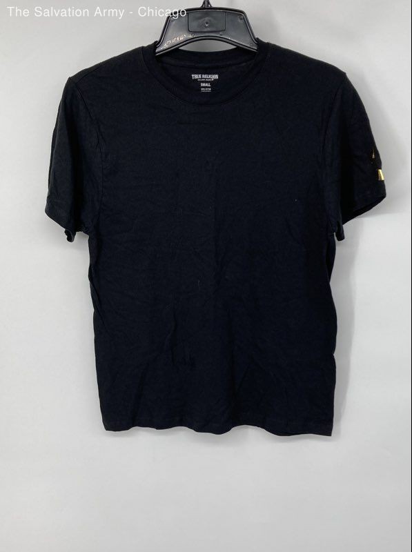 True Religion Mens Black Cotton Crew Neck Short Sleeve Pullover T-Shirt Size S
