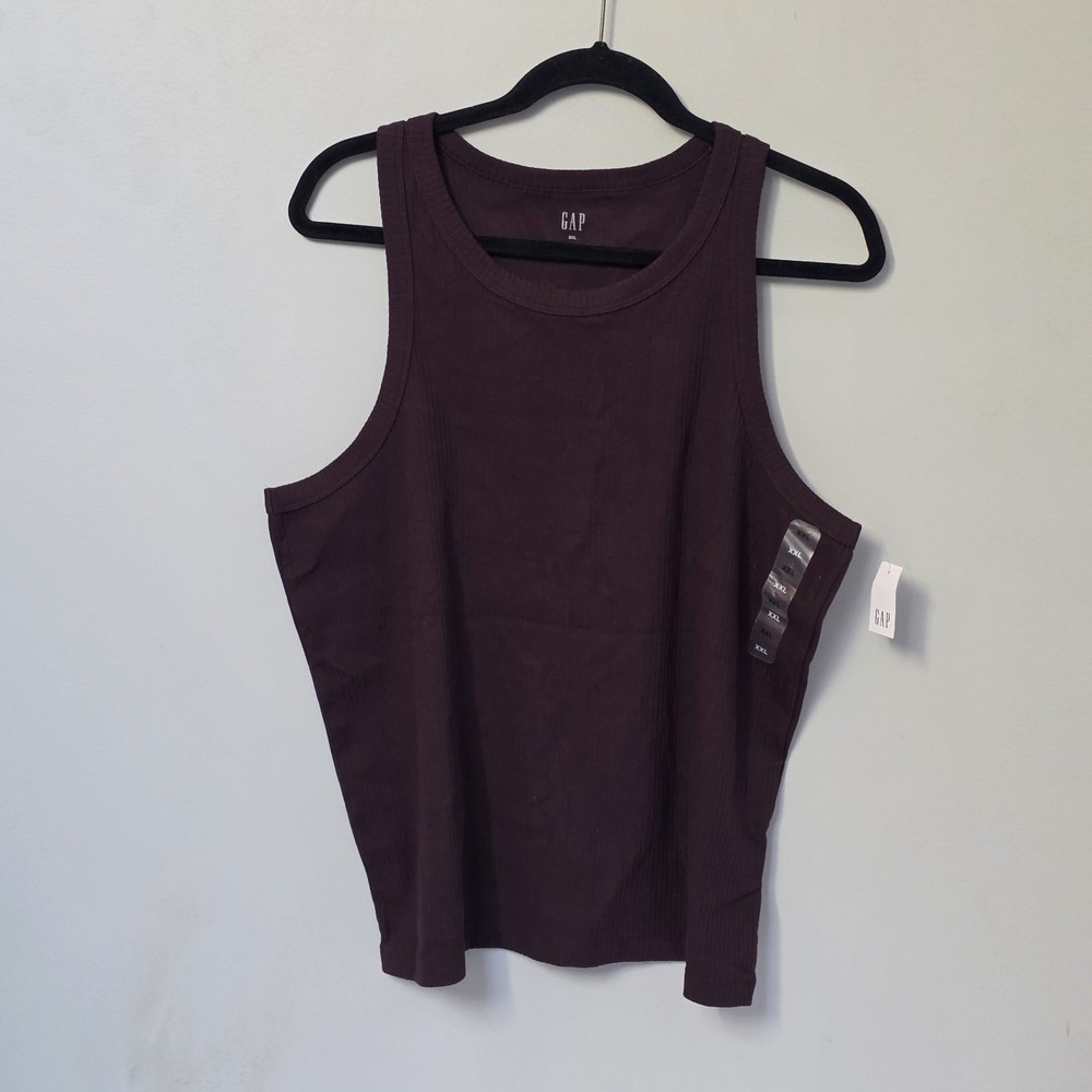 GAP Women's High Neck Ribbed Tank Top XXL Purple Basil NWT Sleeveless