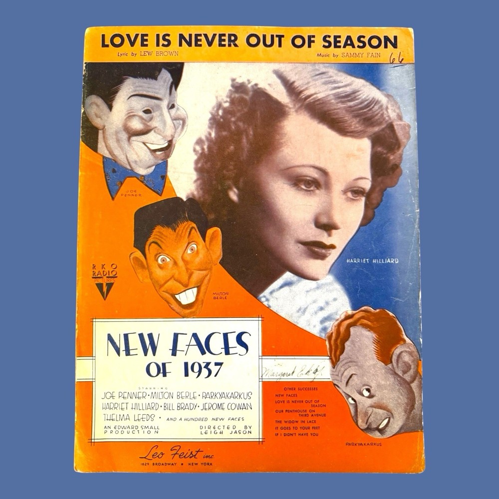 Love Is Never Out of Season VTG Sheet Music 1937 RKO Harriet Hilliard Feist