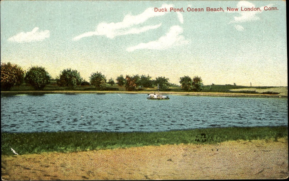 Ocean Beach duck pond New London Connecticut c1910 vintage postcard