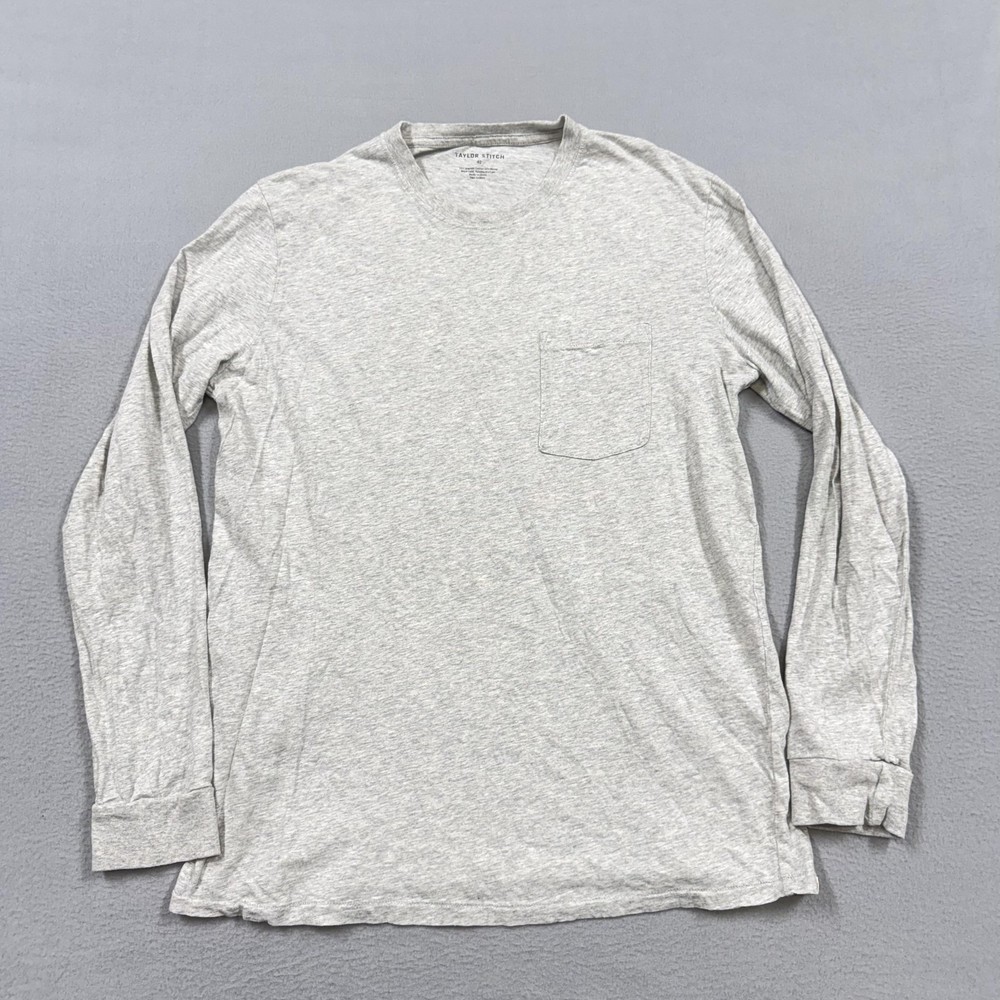 Taylor Stitch Shirt Mens 42 Gray Long Sleeve Pocket Tee Organic Hemp Lightweight