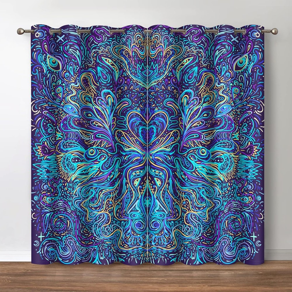 Hippie Bohemian Mandala Blackout Curtains Home Living Room Bedroom Decor, India