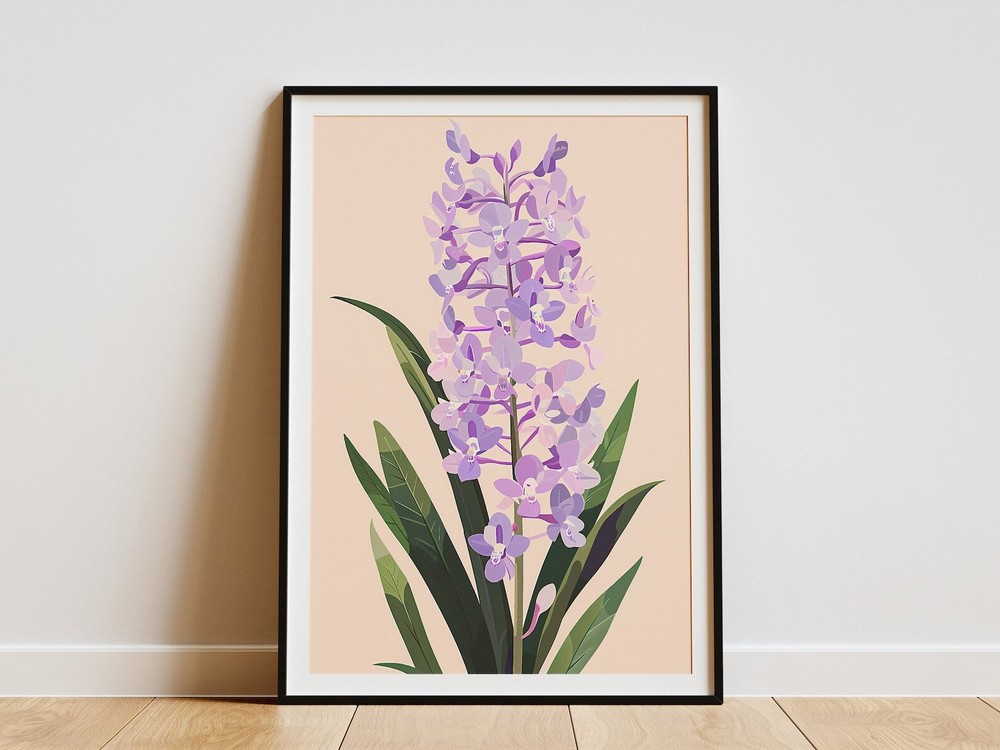 Purple Orchid Flower Botanical Print Minimalist Wall Art Nature Decor Floral