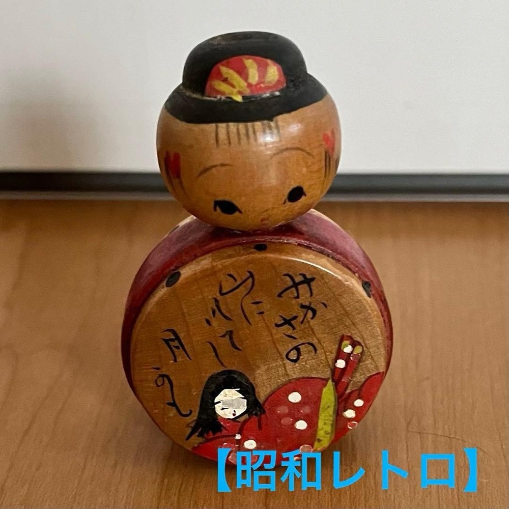 Kokeshi Showa Retro Drum Girl Traditional Japanese Doll 6cm Collectible