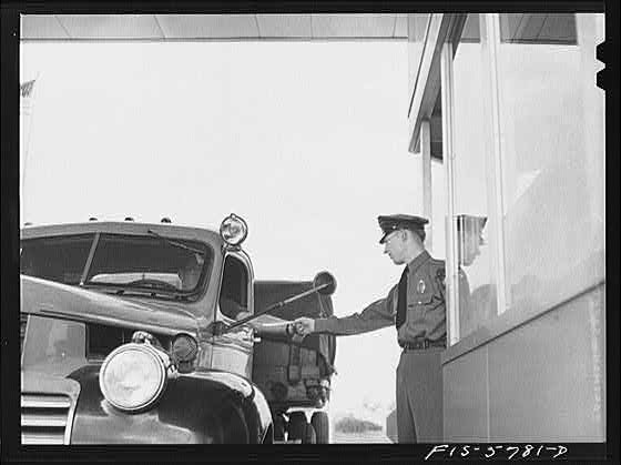 Pennsylvania Turnpike Pennsylvania 1950s Toll Booth Police Officer Truck