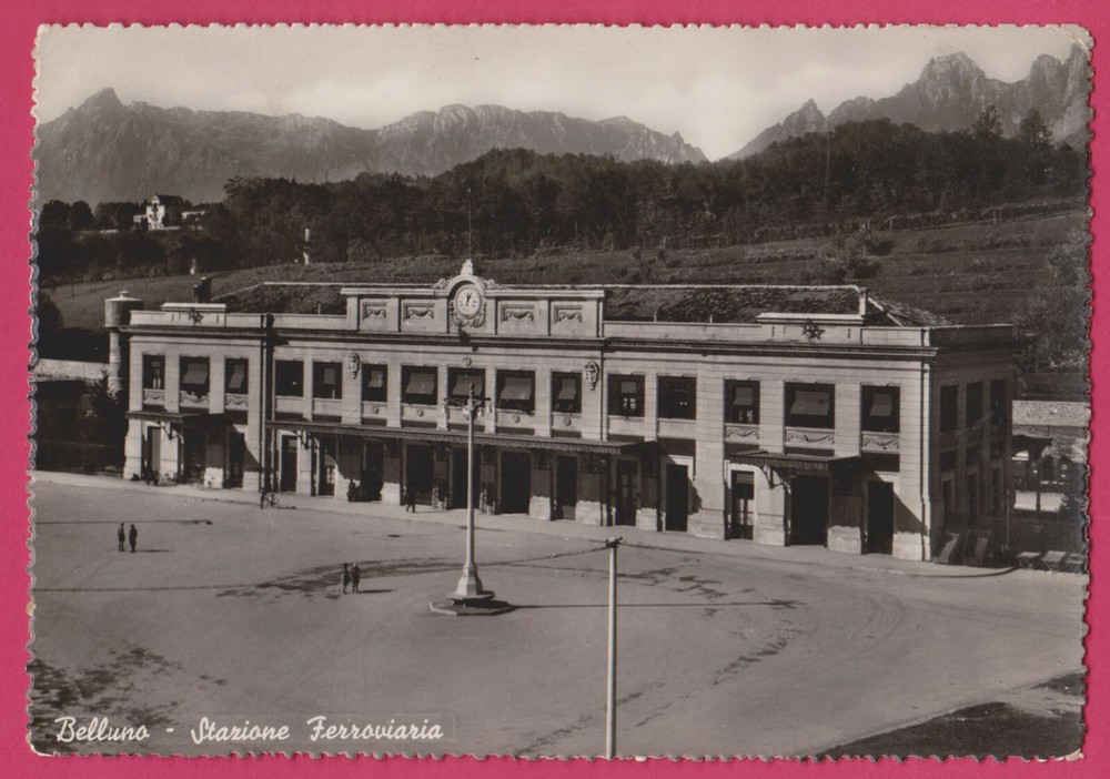 Belluno, Stazione Ferroviaria, Railway Station, Italy Italia, old Photo Postcard