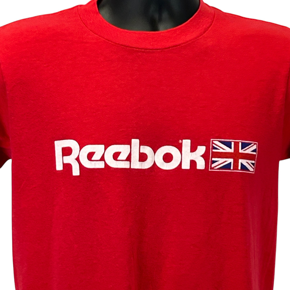 Vintage 80s Reebok Logo T Shirt Made In USA Graphic Tee Red Mens S Small