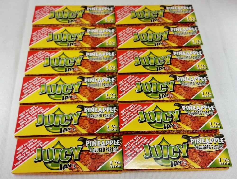 12 Packs Juicy Jay 1 1/4 Pineapple Flavor Papers Free Shipping Included