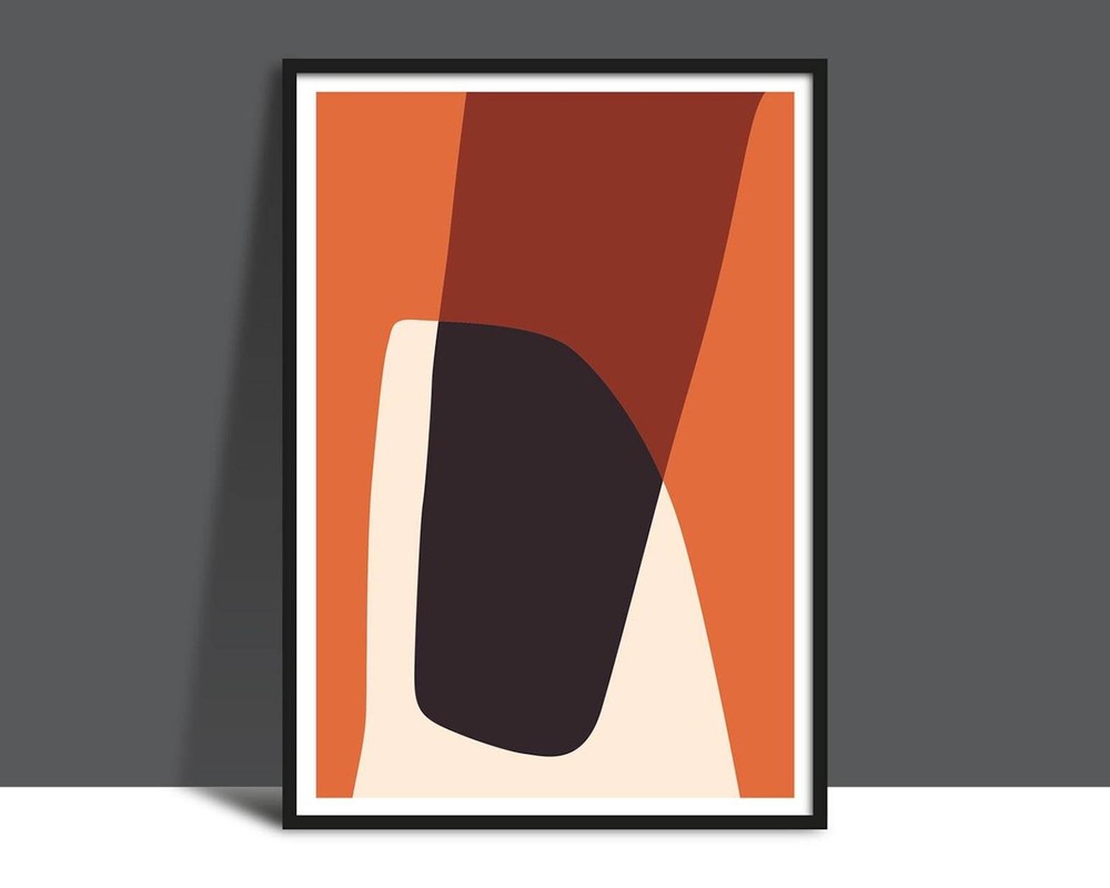 Printable Abstract Orange Red Shapes Wall Art Instant Poster Bold Modern