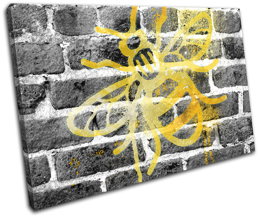 Bee Graffiti Grunge Abstract Urban SINGLE CANVAS WALL ART Picture Print-image