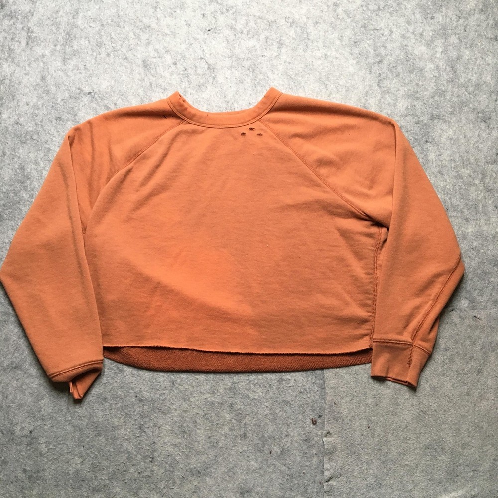 Aerie Sweatshirt Womens Medium Orange Crewneck Raglan Cropped Pullover Top
