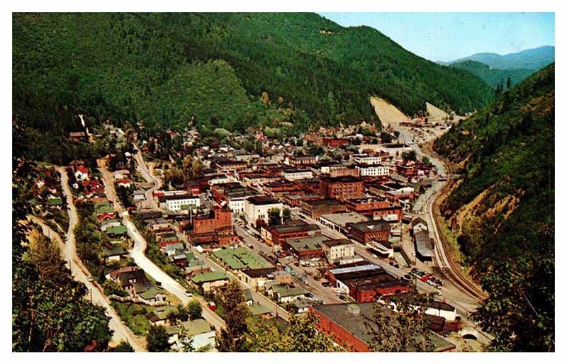 Postcard AERIAL VIEW SCENE Wallace Idaho ID m/09 AS0582
