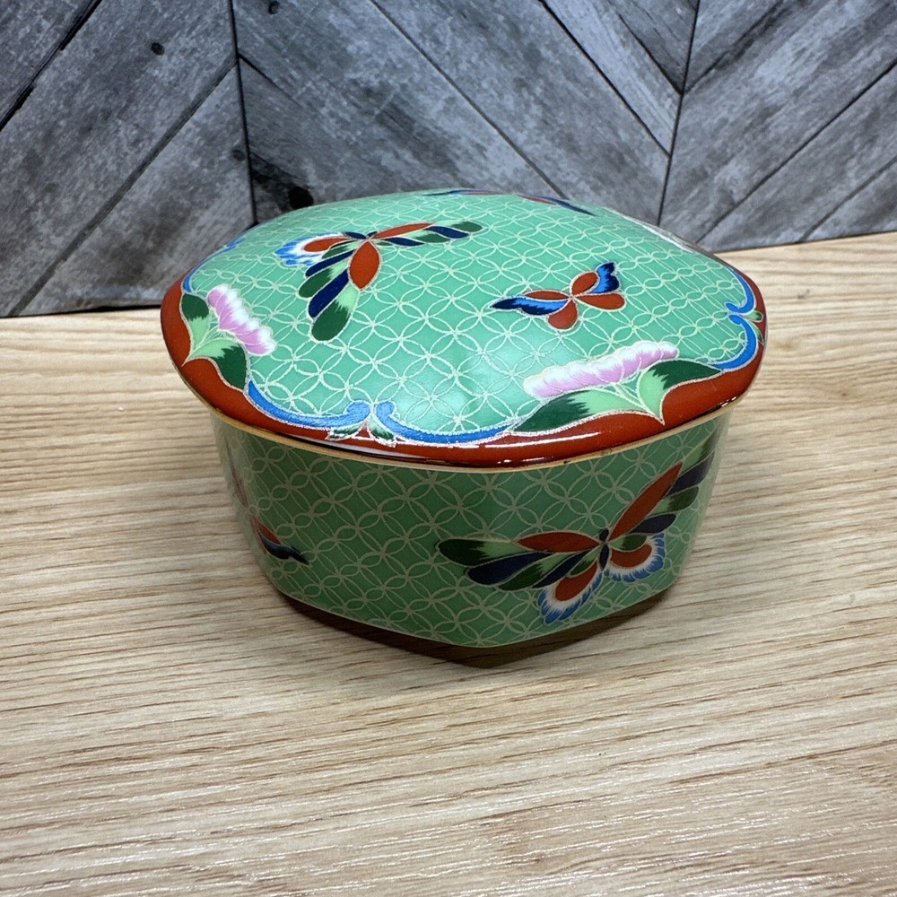 Vintage Cloisonné Takahashi San Francisco Hand Decorated Porcelain Trinket Box