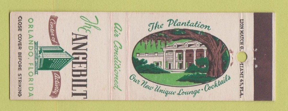 Matchbook Cover - Angebilt Hotel Orlando FL