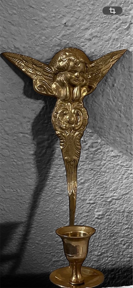 Angel Candle Holder! Made in India! Wall Mount! Solid Brass! NEW!