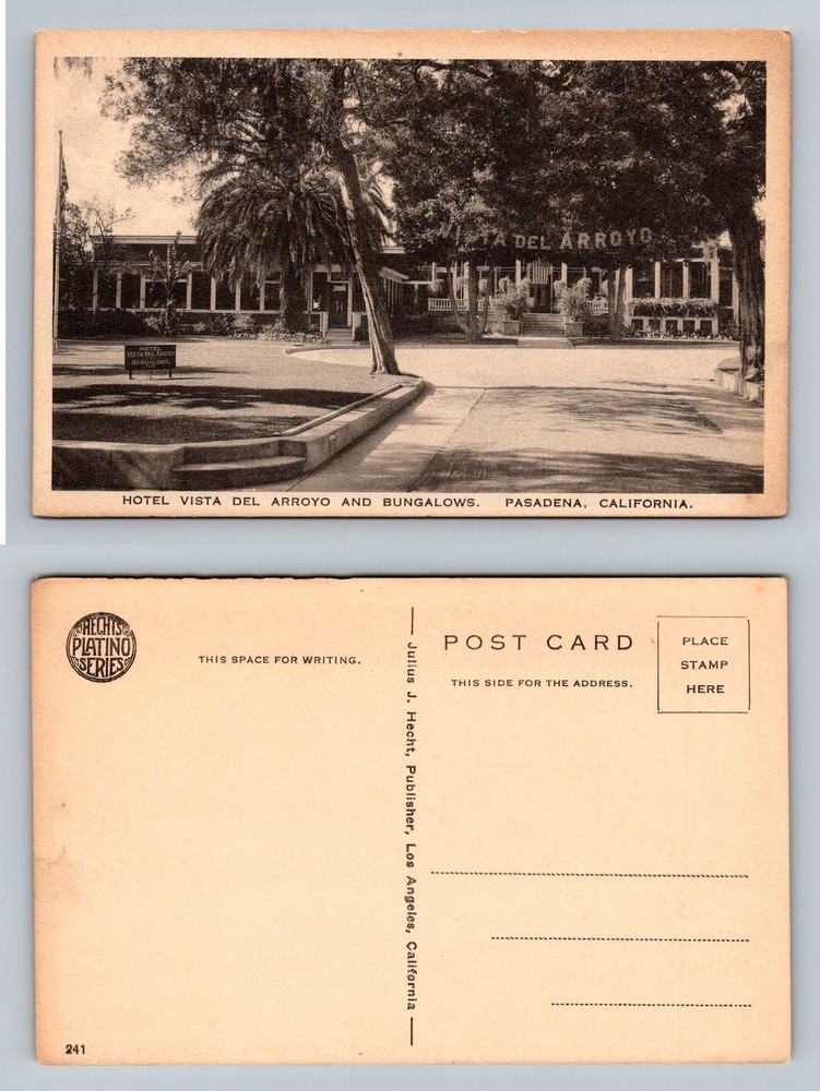 Pasadena, CA-California, Hotel Vista Del Arroyo Bungalows Vintage Postcard