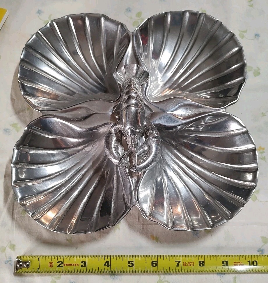 Bruce Fox Wilton LOBSTER CLAM SHELLS Seafood Tray Serving Dish ALUMINUM
