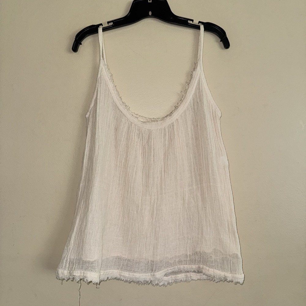Jen’s Pirate Booty Beige Cream 100% Cotton Gauze Tank Top Size S NWOT!