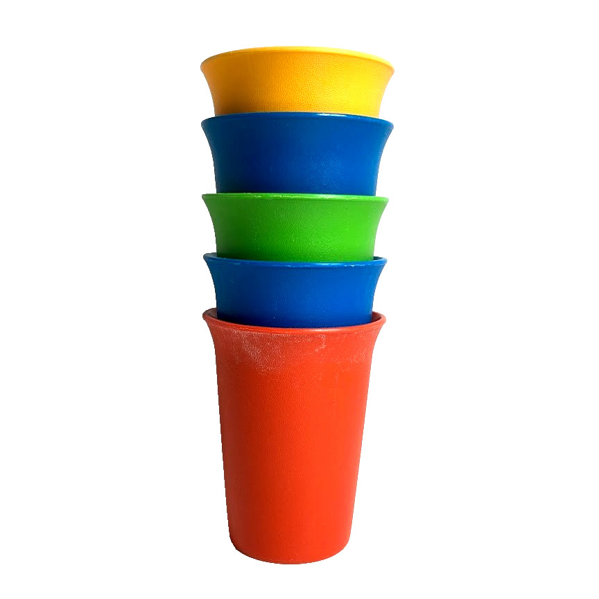 VTG Tupperware Bell 7oz Tumblers Kids Primary Colors Sippy Cups #109 Set of 5