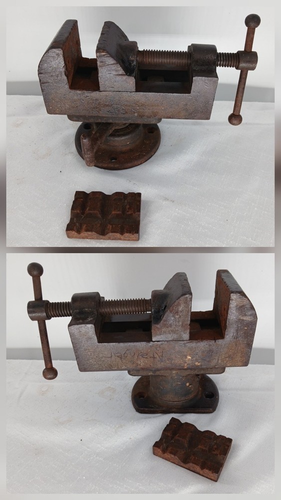Vintage Small Table Top Vise Clamp Solid Heavy Steel  Iron  Machinist Gunsmith