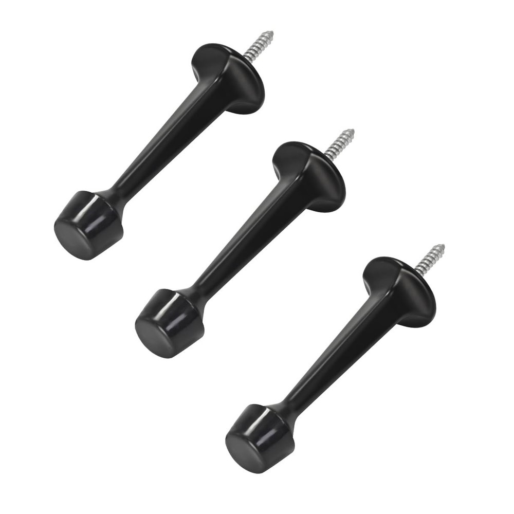 HOMOTEK 3 Pack Heavy Duty Solid Rigid Door Stop with Soft Rubber Tip, Zinc Di...
